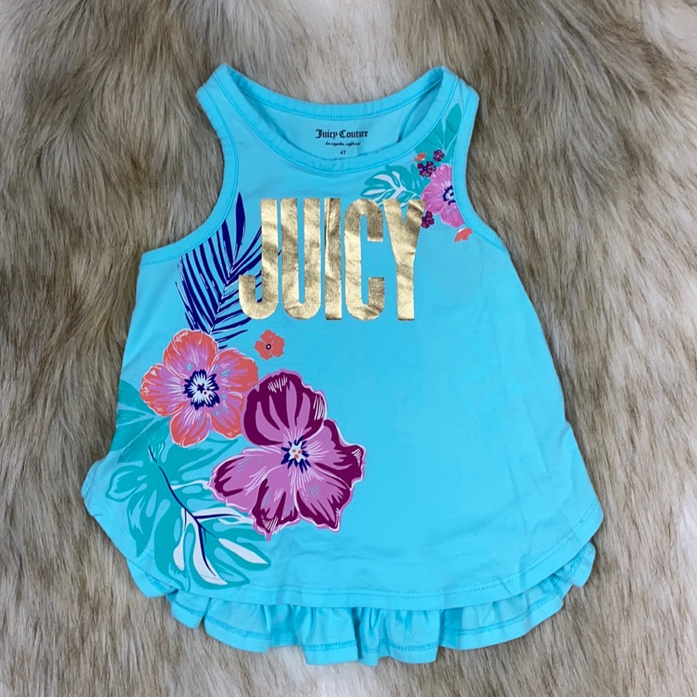 4T Juicy Couture Floral Ruffle Sleeveless Tank Top